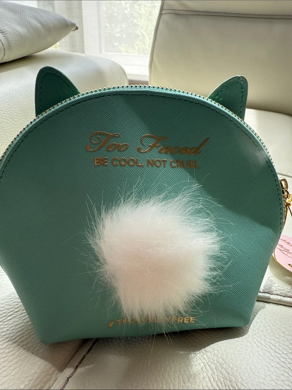Too Faced Teal Cool‎ Not Cruel Bunny Makeup Bag